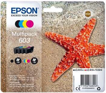 CARTUCHO ORIGINAL Epson 603 Pack de 4 Cartuchos de Tinta Originales - C13T03U64010