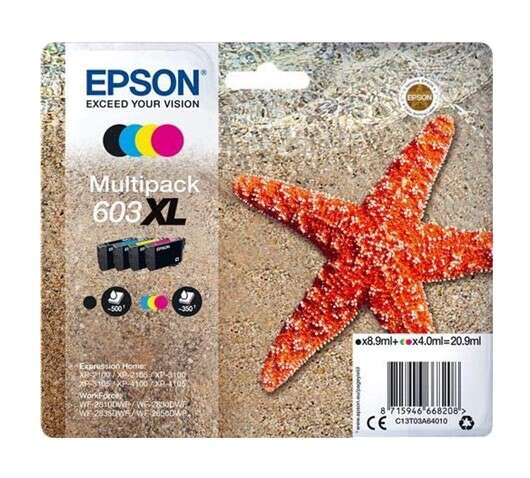 CARTUCHO ORIGINAL Epson 603XL Pack de 4 Cartuchos de Tinta Originales - C13T03A64010