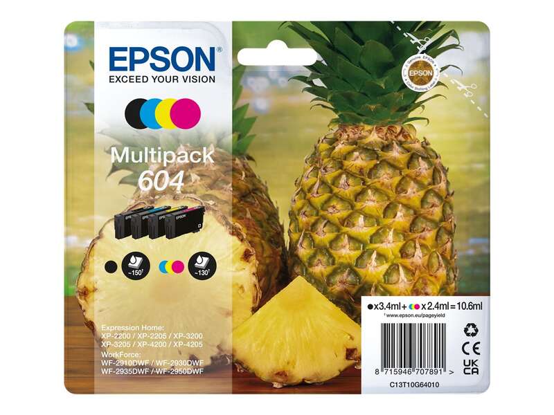 CARTUCHO ORIGINAL Epson 604 Pack de 4 Cartuchos de Tinta Originales - C13T10G64010
