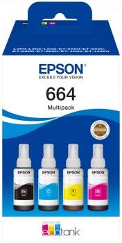 CARTUCHO ORIGINAL Epson 664 Pack de 4 Botellas de Tinta Originales C13T664640