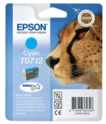 CARTUCHO ORIGINAL Epson T0712 Cyan Cartucho de Tinta Original - C13T07124012