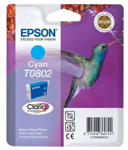 CARTUCHO ORIGINAL Epson T0802 Cyan Cartucho de Tinta Original - C13T08024011