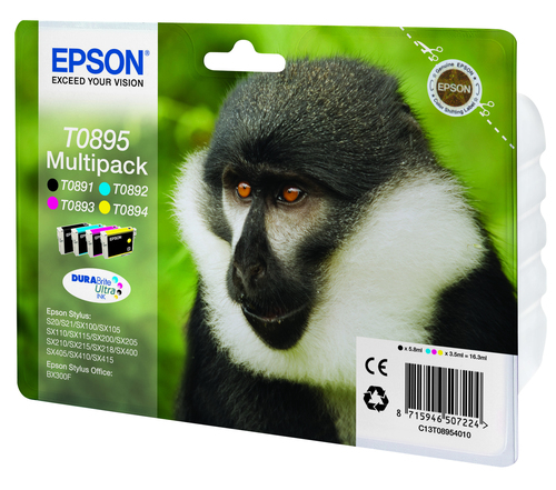 CARTUCHO ORIGINAL Epson T0895 Pack de 4 Cartuchos de Tinta Originales - C13T08954010