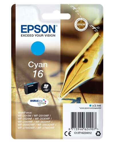 CARTUCHO ORIGINAL Epson T1622 Cyan Cartucho de Tinta Original - C13T16224012