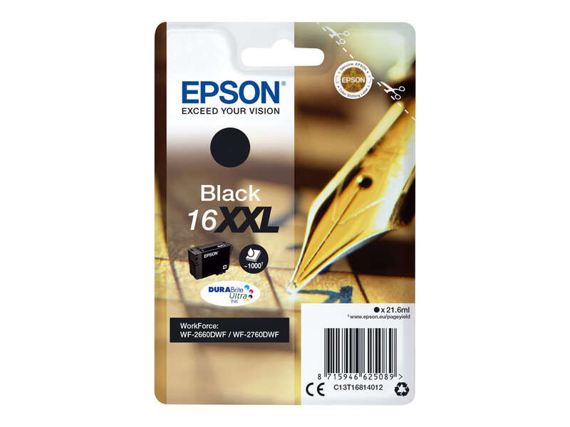 CARTUCHO ORIGINAL Epson T1681 (16XXL) Negro Cartucho de Tinta Original - C13T16814012