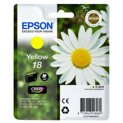 CARTUCHO ORIGINAL Epson T1804 (18) Amarillo Cartucho de Tinta Original - C13T18044012