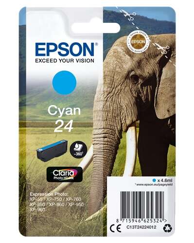 CARTUCHO ORIGINAL Epson T2422 (24) Cyan Cartucho de Tinta Original - C13T24224012