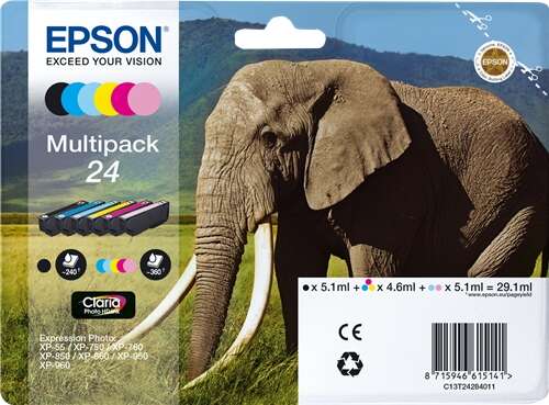 CARTUCHO ORIGINAL Epson T2428 (24) Pack de 6 Cartuchos de Tinta Originales - C13T24284011