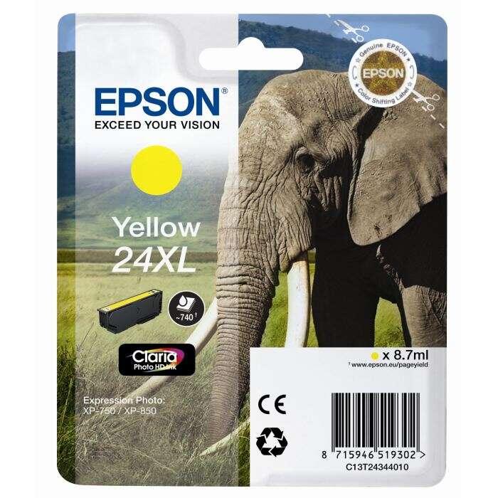 CARTUCHO ORIGINAL Epson T2434 (24XL) Amarillo Cartucho de Tinta Original - C13T24344012
