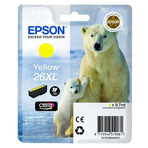 CARTUCHO ORIGINAL Epson T2634 (26XL) Amarillo Cartucho de Tinta Original - C13T26344012