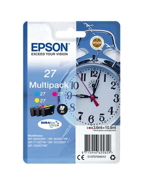 CARTUCHO ORIGINAL Epson T2705 (27) Pack de 3 Cartuchos de Tinta Originales - C13T27054012