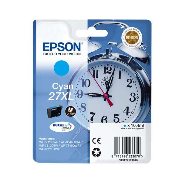 CARTUCHO ORIGINAL Epson T2712 (27XL) Cyan Cartucho de Tinta Original - C13T27124012