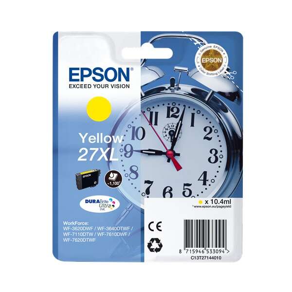 CARTUCHO ORIGINAL Epson T2714 (27XL) Amarillo Cartucho de Tinta Original - C13T27144012