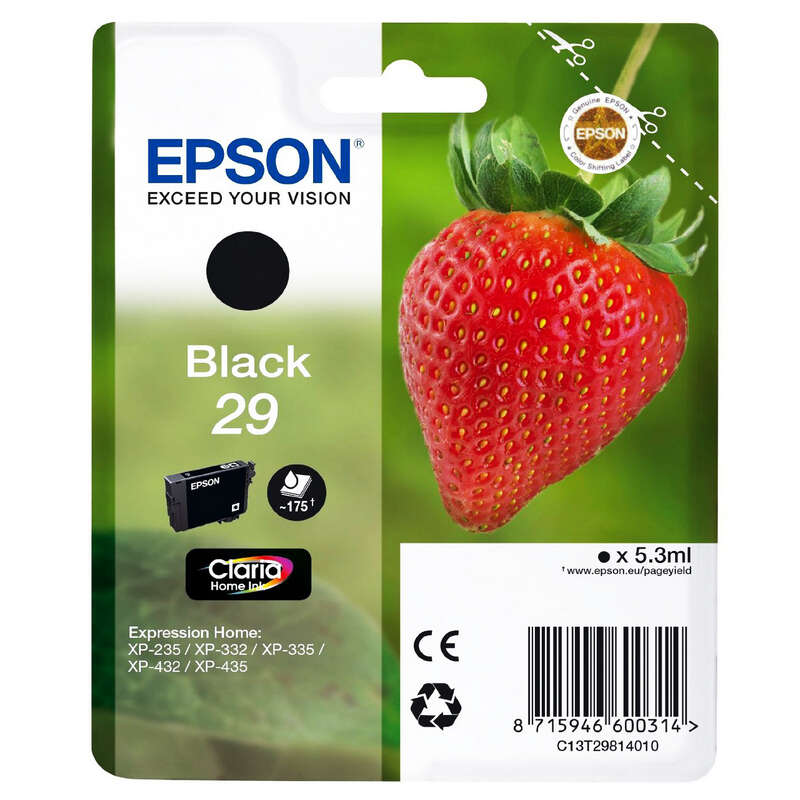 CARTUCHO ORIGINAL Epson T2981 (29) Negro Cartucho de Tinta Original - C13T29814012