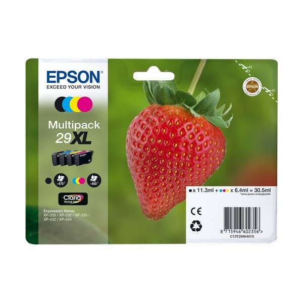 CARTUCHO ORIGINAL Epson T2996 (29XL) Pack de 4 Cartuchos de Tinta Originales - C13T29964012