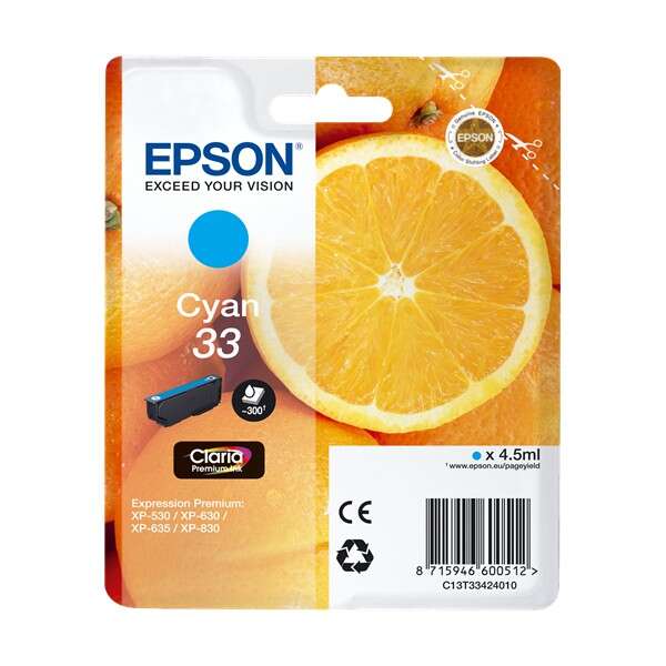 CARTUCHO ORIGINAL Epson T3342 (33) Cyan Cartucho de Tinta Original - C13T33424012