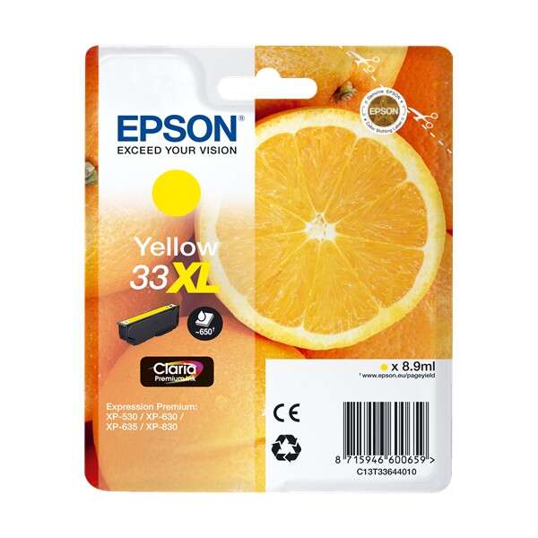 CARTUCHO ORIGINAL Epson T3364 (33XL) Amarillo Cartucho de Tinta Original - C13T33644012