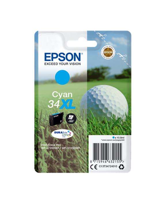 CARTUCHO ORIGINAL Epson T3472 (34XL) Cyan Cartucho de Tinta Original - C13T34724010