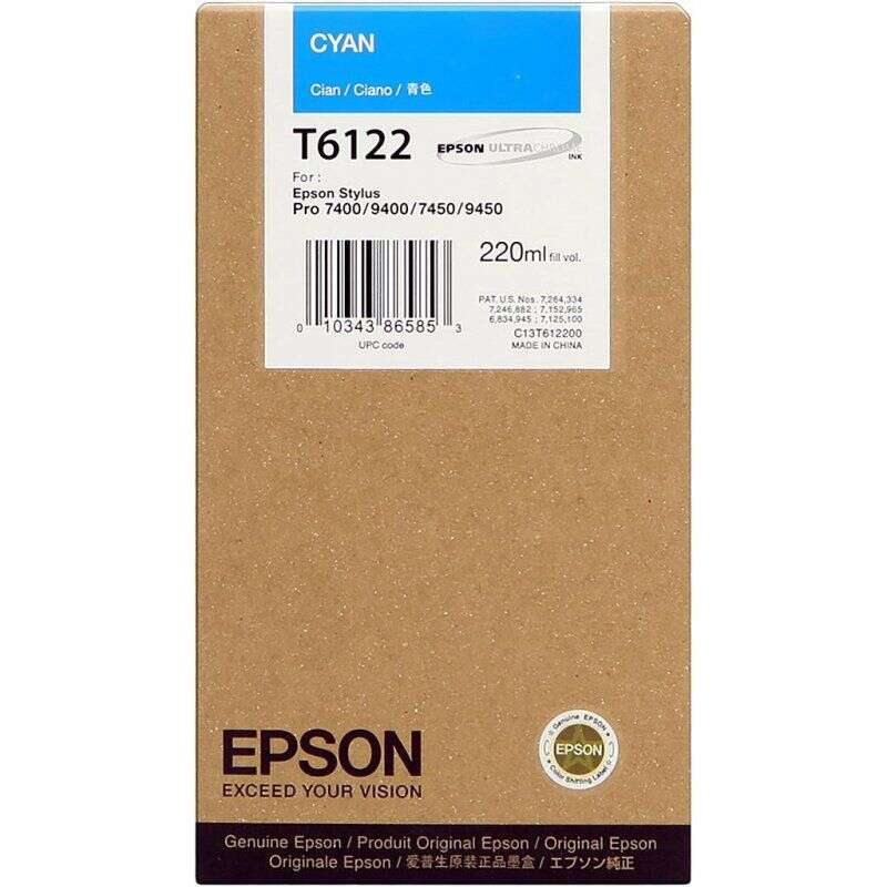 CARTUCHO ORIGINAL Epson T6122 Cyan Cartucho de Tinta Original - C13T612200