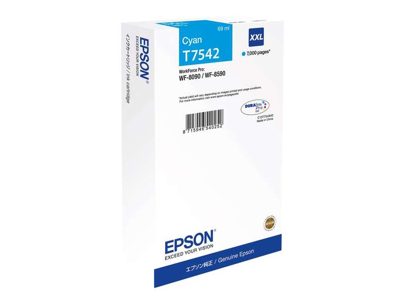 CARTUCHO ORIGINAL Epson T7542 Cyan Cartucho de Tinta Original - C13T754240/C13T75424N