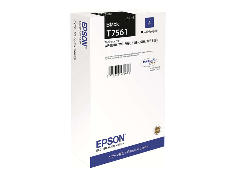 CARTUCHO ORIGINAL Epson T7561 Negro Cartucho de Tinta Original - C13T756140/C13T75614N