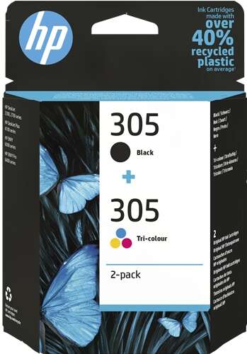 CARTUCHO ORIGINAL HP 305 Negro + Color Pack de 2 Cartuchos de Tinta Originales - 6ZD17AE