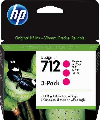 CARTUCHO ORIGINAL HP 712 Magenta Pack de 3 Cartuchos de Tinta Originales - 3ED78A
