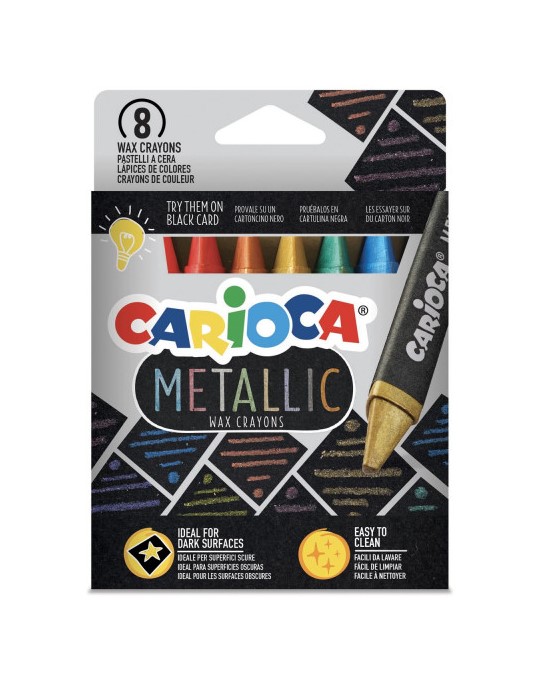 CERAS MAXI TRIANGULARES ***COLORES METALICOS*** CAJA 8 COLORES CARIOCA REF: 43163