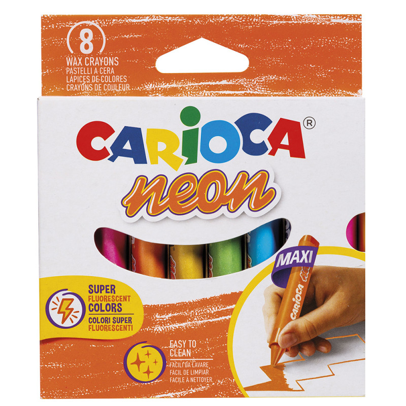 CERAS MAXI TRIANGULARES ***COLORES NEON*** CAJA 8 COLORES CARIOCA REF: 44164