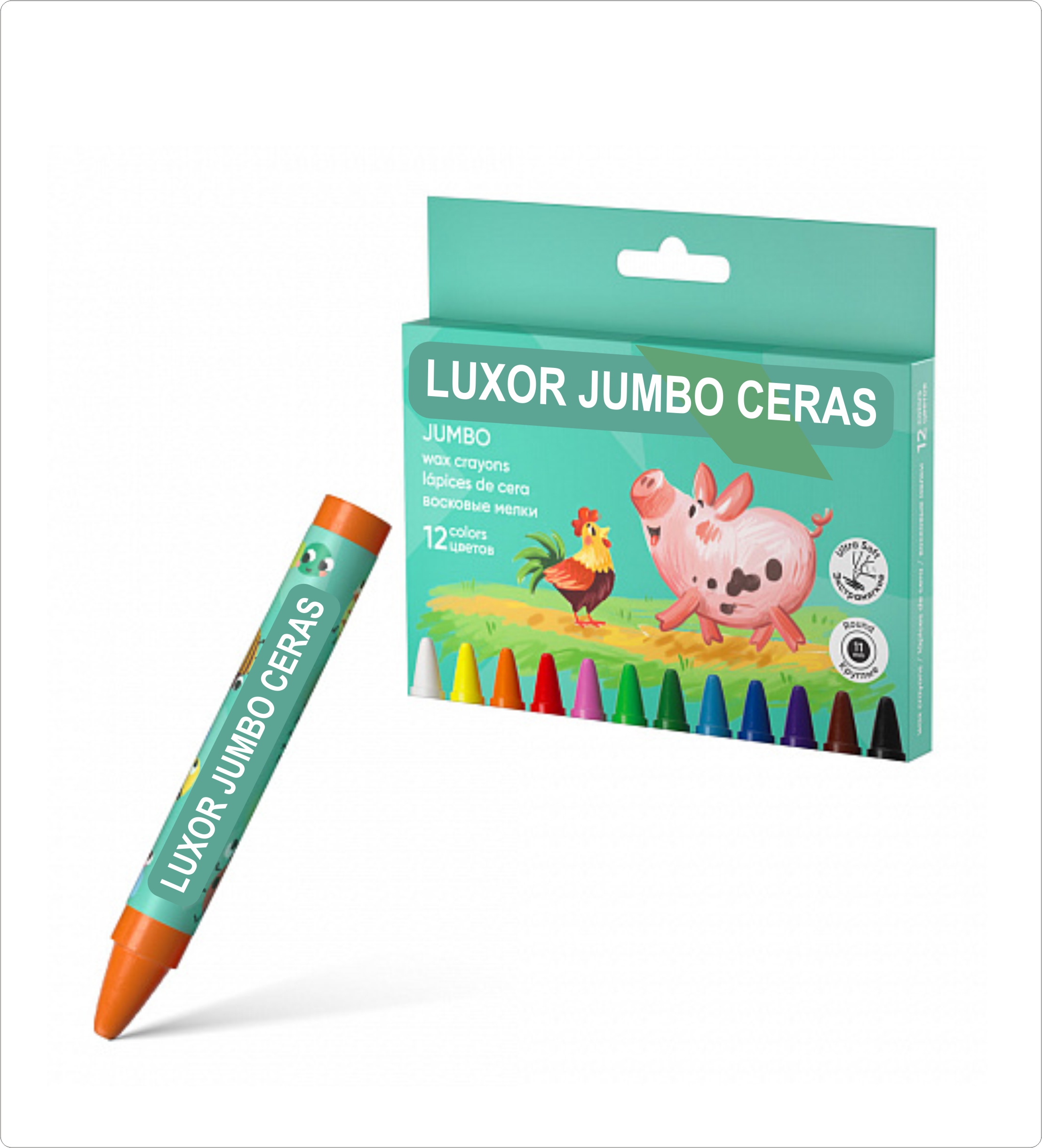 CERAS SEMIBLANDAS JUMBO 12 COLORES LUXOR ESCOLAR