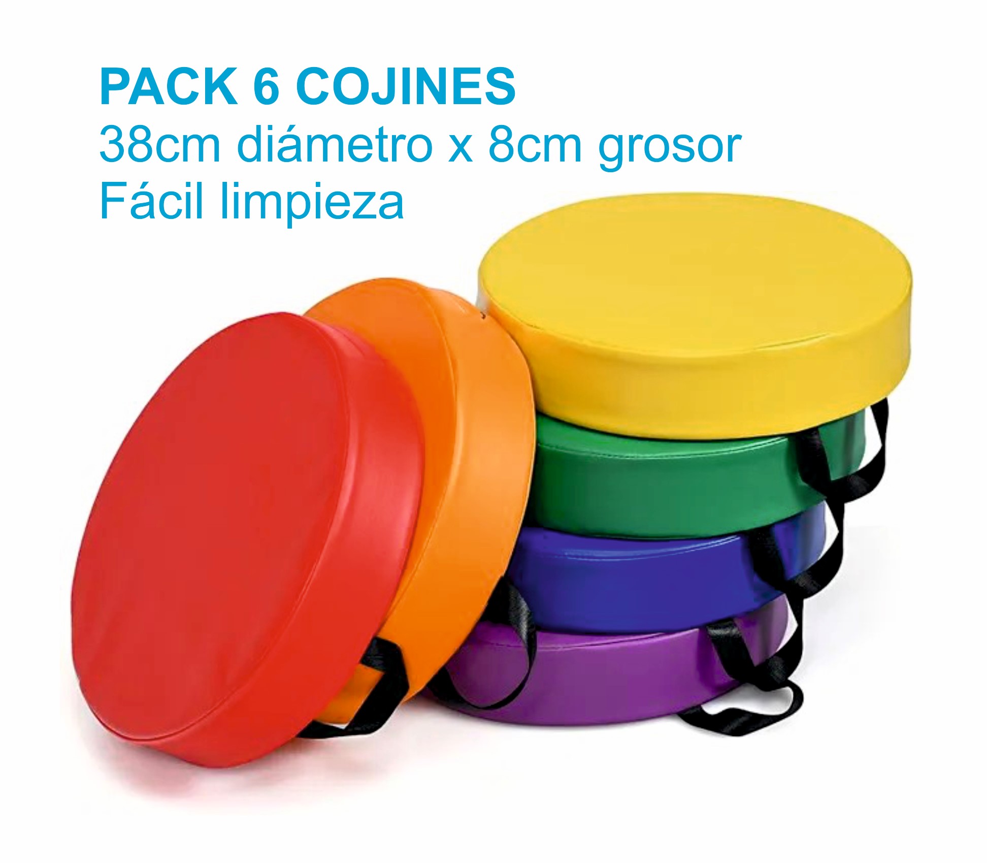 COJINES INFANTILES FOAM ***PACK 6 UNIDADES*** RECUBIERTO DE POLIPIEL RESISTENTE AL AGUA PARA UNA FACIL LIMPIEZA DE 38X8CM