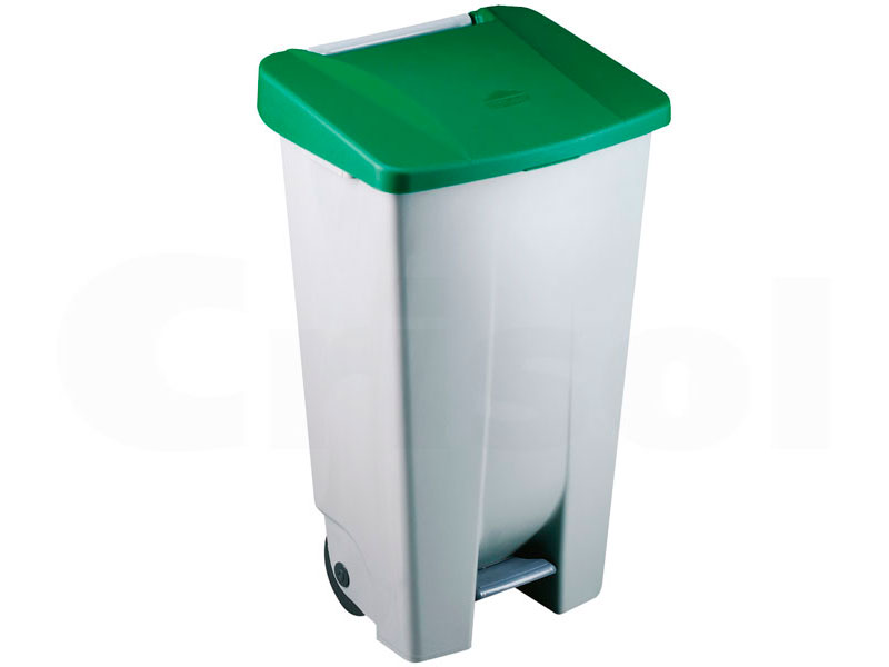 CONTENEDOR CON RUEDAS Y ELEVACION  A PEDAL CON TAPA VERDE DE 490X415X735MM  DE 80 LITROS REF. 23410 VERDE