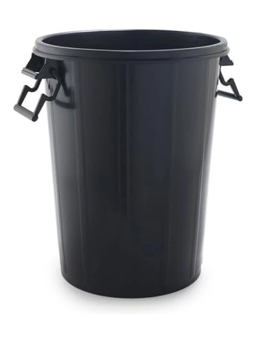 CONTENEDOR CUBO BASURA PARA SACO DE BASURA DE 85X105CM DE 100 LITROS COLOR NEGRO Y CON TAPADERA