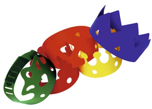 CORONAS DE PLASTICO DE COLORES Y ADAPTABLES A CUALQUIER TAMAÑO DE CABEZA ***PACK DE 10 UNIDADES SURTIDAS*** REF. EN- 803