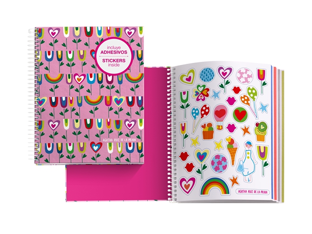 CUADERNO A4 120 HOJAS CON ADHESIVOS JARDIN ARP