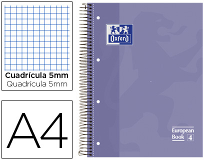 CUADERNO A4 MICROPERFORADO 5X5 OXFORD 80 H LILA 102610104