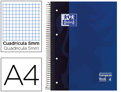 CUADERNO A4 MICROPERFORADO 5X5 OXFORD 80 HOJAS AZUL 102610014