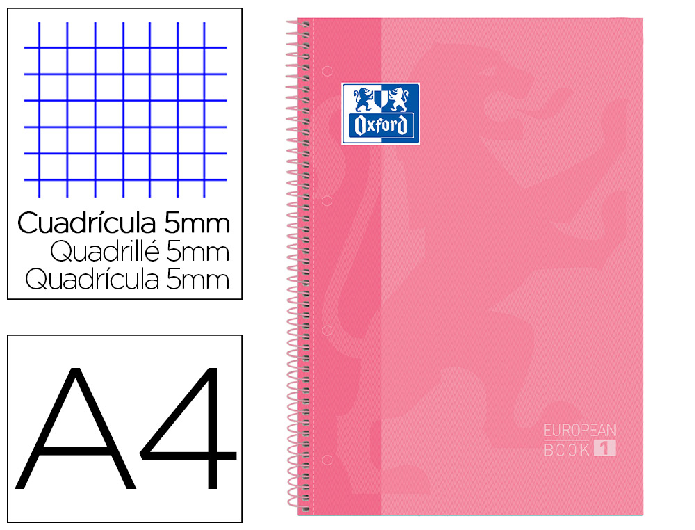 CUADERNO A4 MICROPERFORADO 5X5 OXFORD 80 HOJAS ROSA 102610164