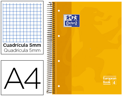 CUADERNO A4 MICROPERFORADO 5X5 OXFORD 80H AMARILLO 102610044