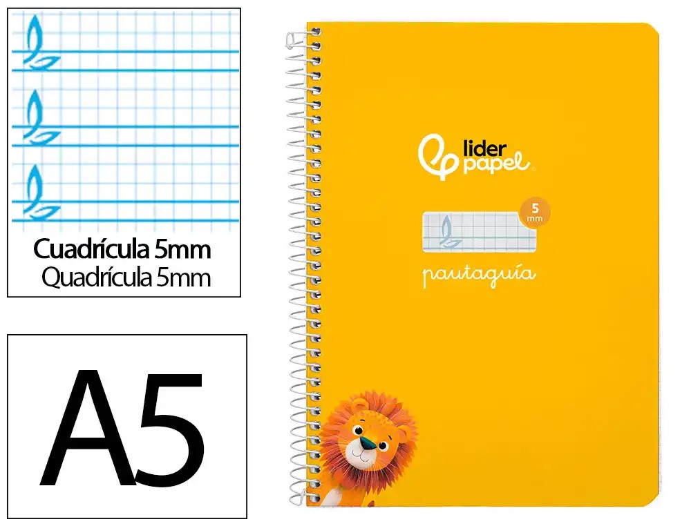 CUADERNO A5 TAPA DURA PAUTAGUIA 5MM TAPA AMARILLA 80H