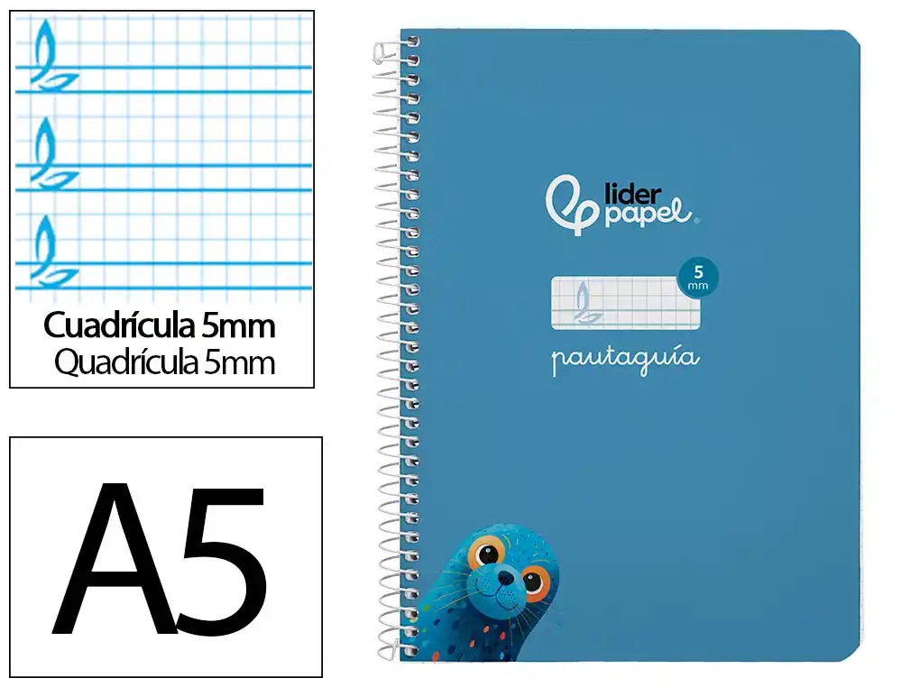 CUADERNO A5 TAPA DURA PAUTAGUIA 5MM TAPA AZUL 80H