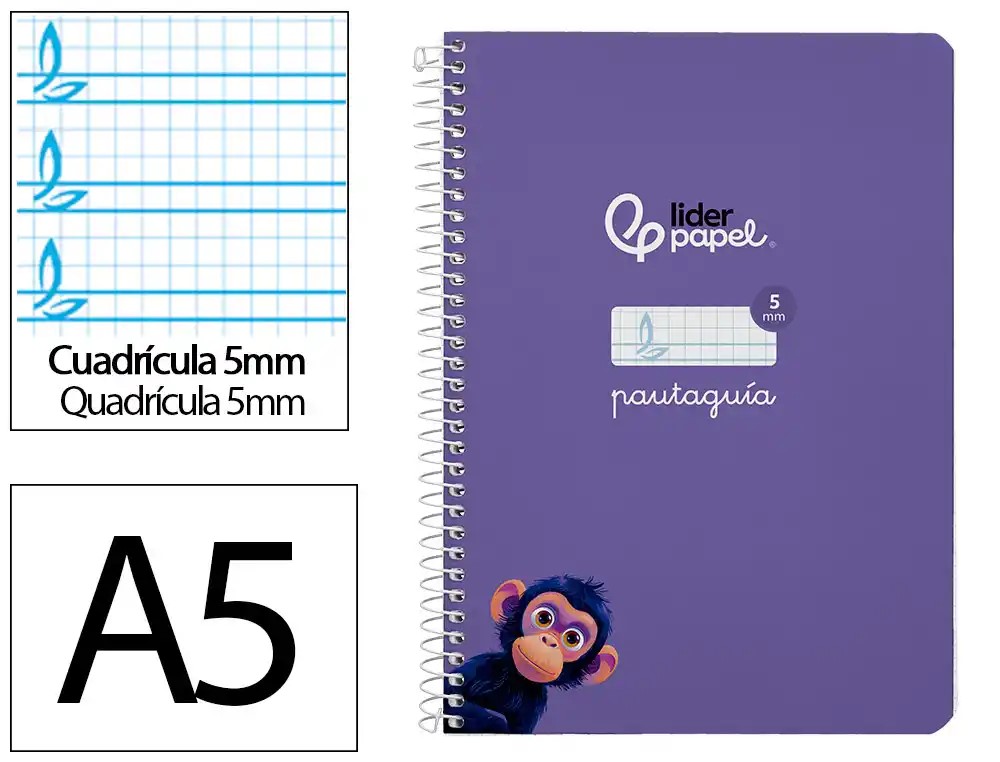 CUADERNO A5 TAPA DURA PAUTAGUIA 5MM TAPA LILA 80H