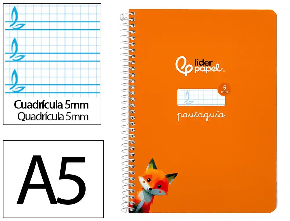 CUADERNO A5 TAPA PLASTICO PAUTAGUIA 5MM TAPA NARANJA 80H DE 90G