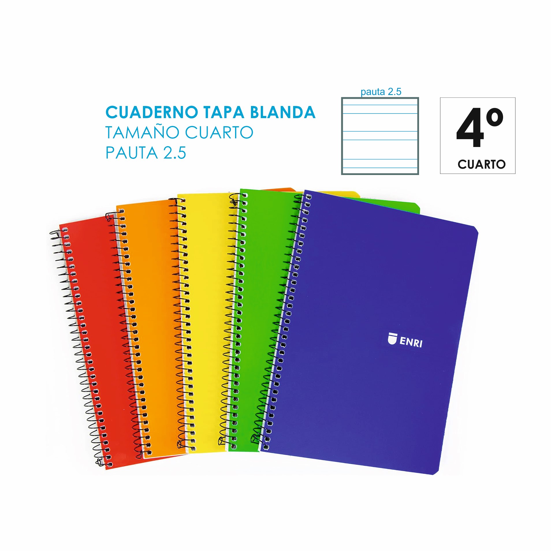 CUADERNO CUARTO PAUTA 2.5 ENRI 80H REF. 16430