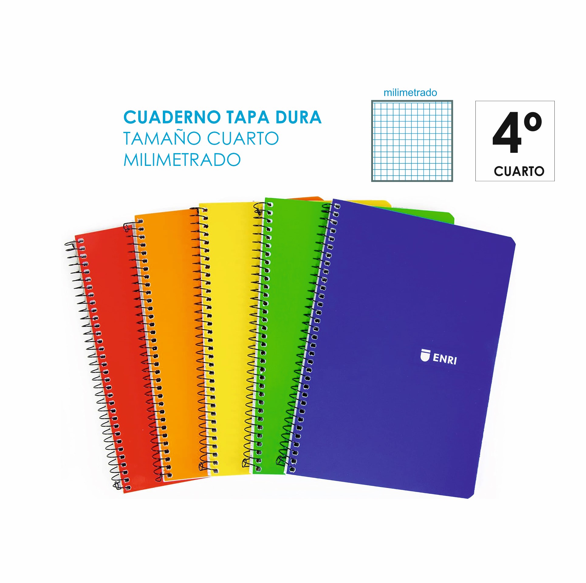 CUADERNO CUARTO TAPA DURA MILIMETRADO ENRI REF.16412