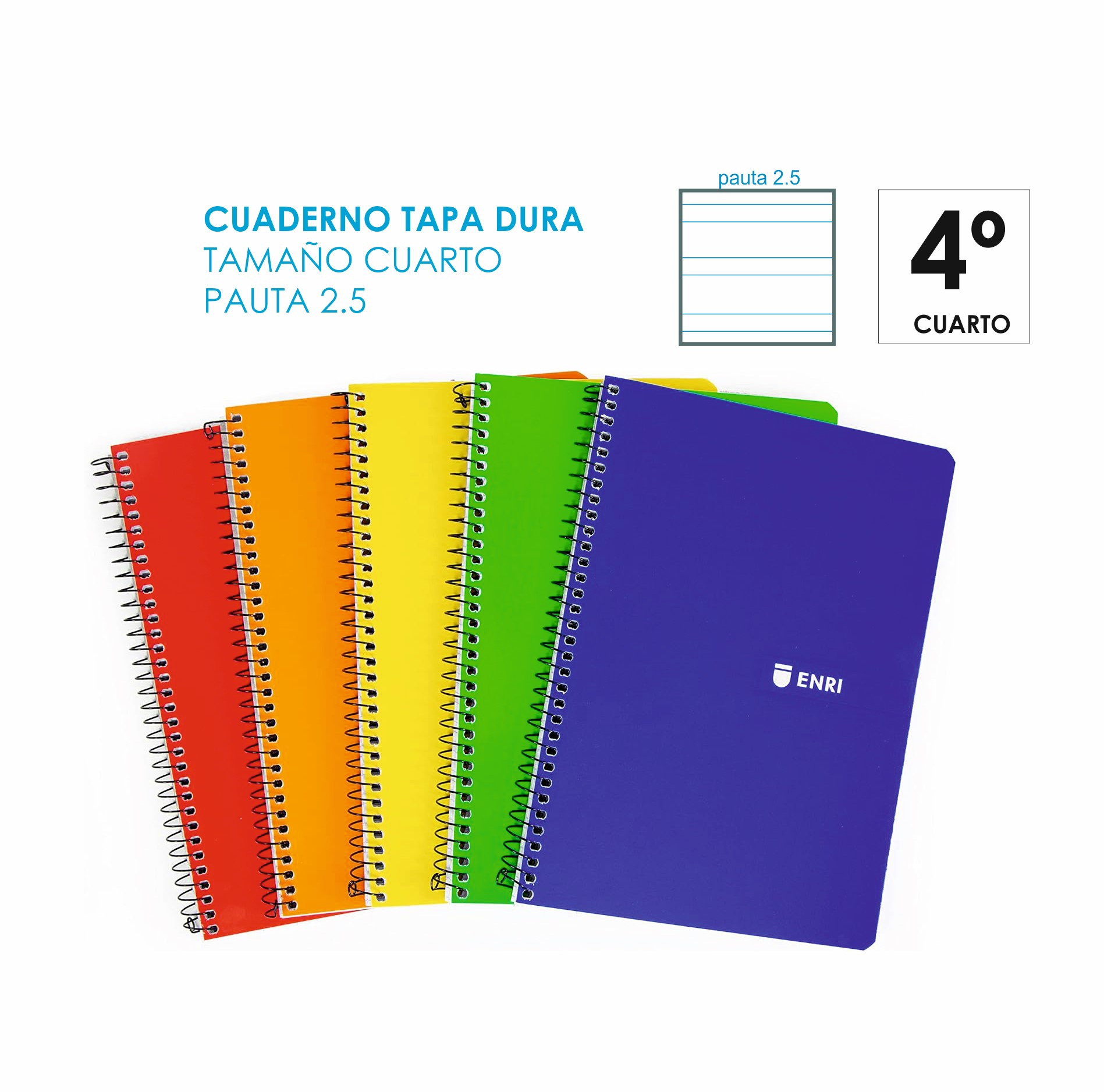 CUADERNO CUARTO TAPA DURA PAUTA 2,5 80H ENRI REF. 16722