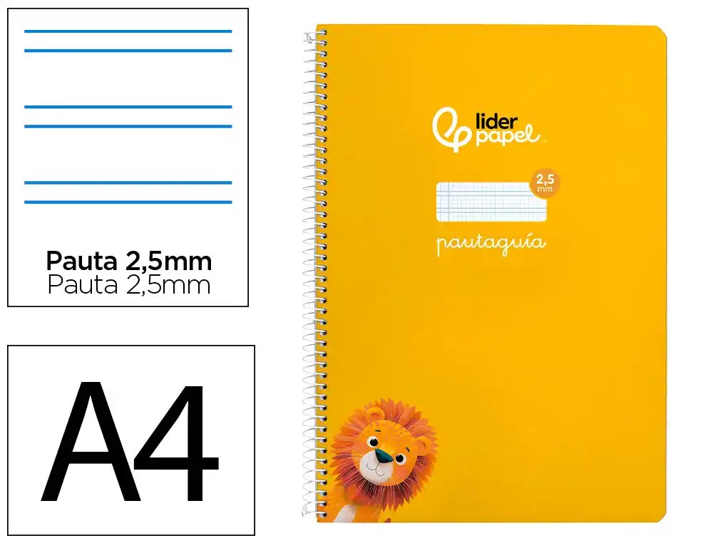 CUADERNO ESPIRAL A4 FOLIO PAUTAGUIA 2.5MM ***TAPA BLANDA*** HOJAS  ***AMARILLO***