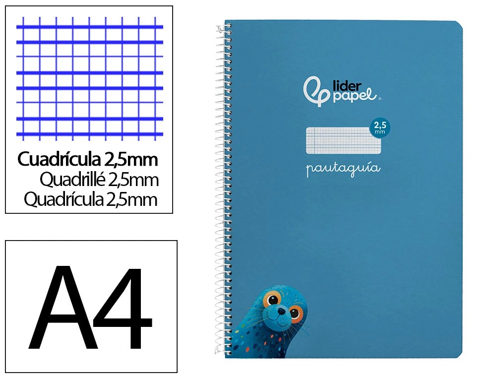 CUADERNO ESPIRAL A4 FOLIO PAUTAGUIA 2.5MM ***TAPA DURA AZUL*** 80 HOJAS PAEL 90GR