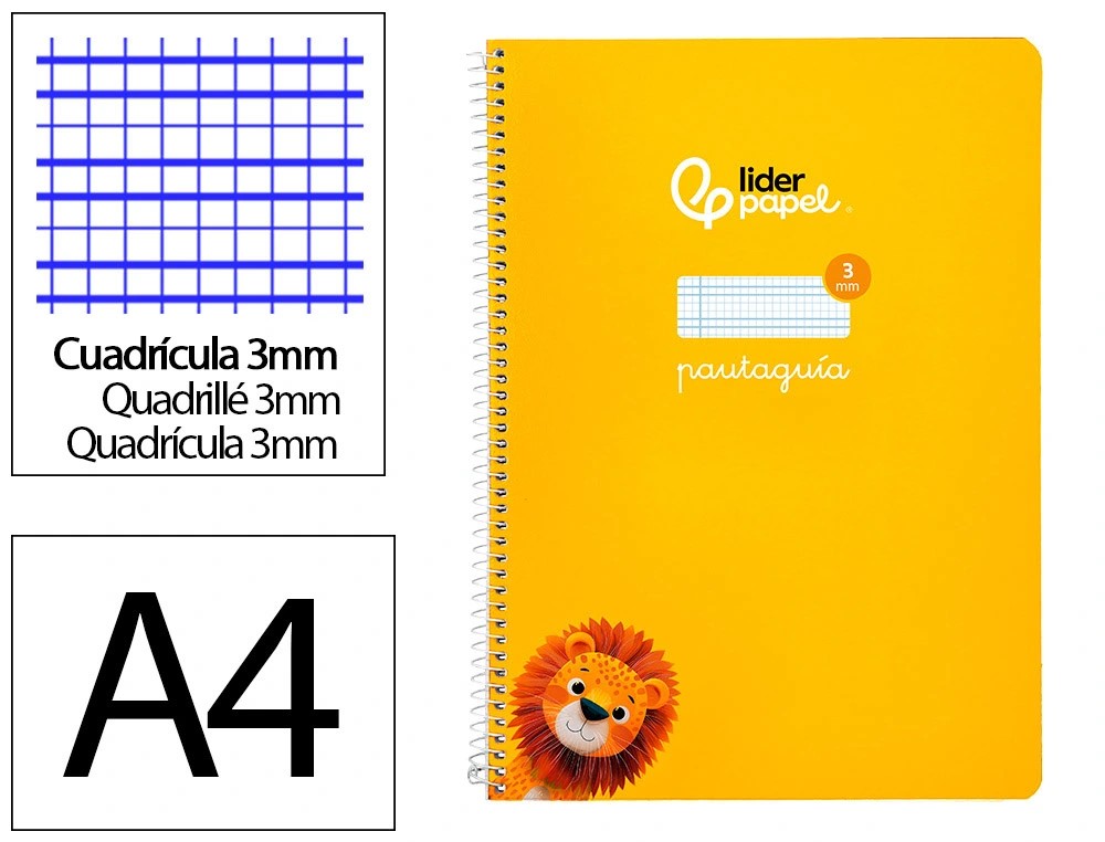 CUADERNO ESPIRAL A4 FOLIO PAUTAGUIA 3MM ***TAPA BLANDA*** HOJAS  ***AMARILLO***