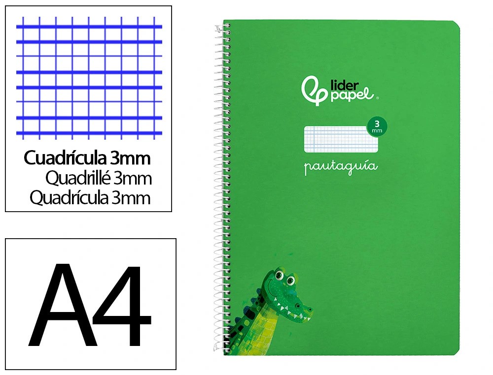 CUADERNO ESPIRAL A4 FOLIO PAUTAGUIA 3MM ***TAPA DURA VERDE*** 80 HOJAS PAEL 90GR